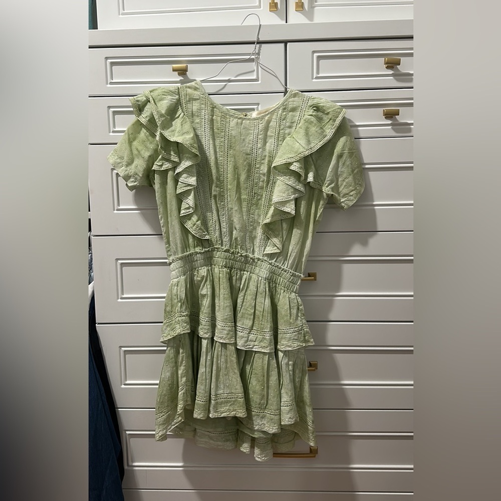 LoveShackFancy Natasha Dress in Green Tie-dye S